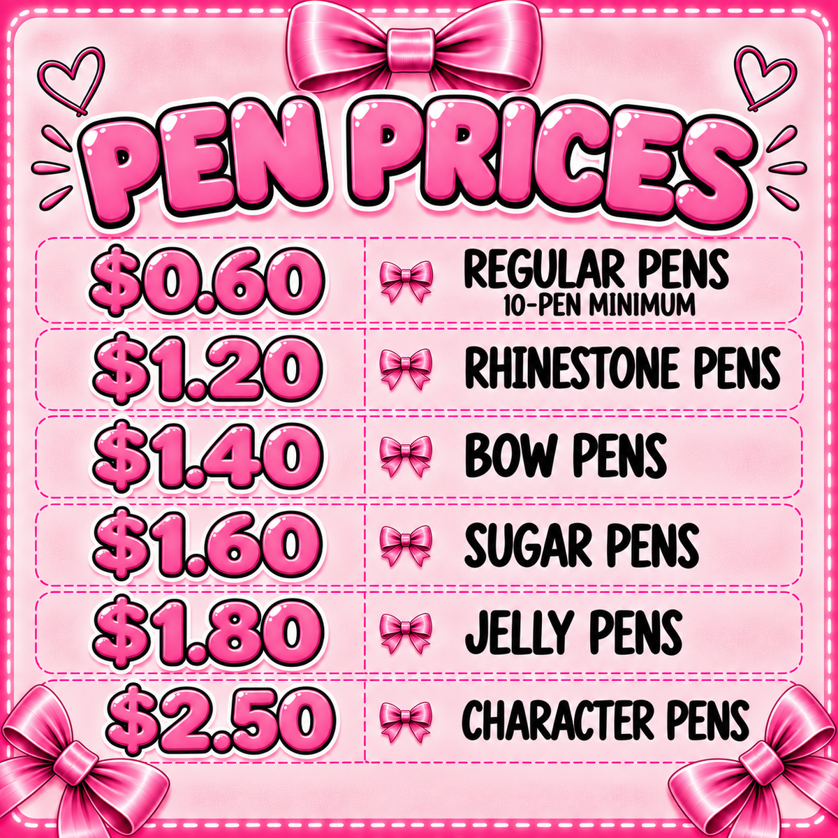 PEN PRICES