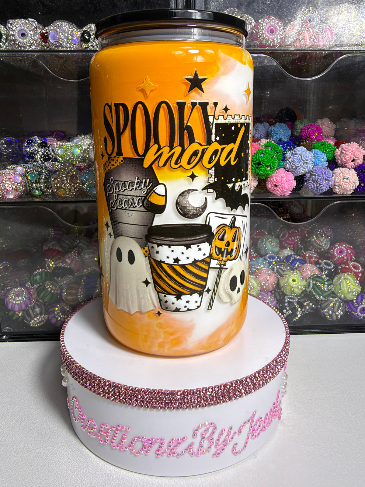 PREMADE HALLOWEEN ORANGE PAINT CUP